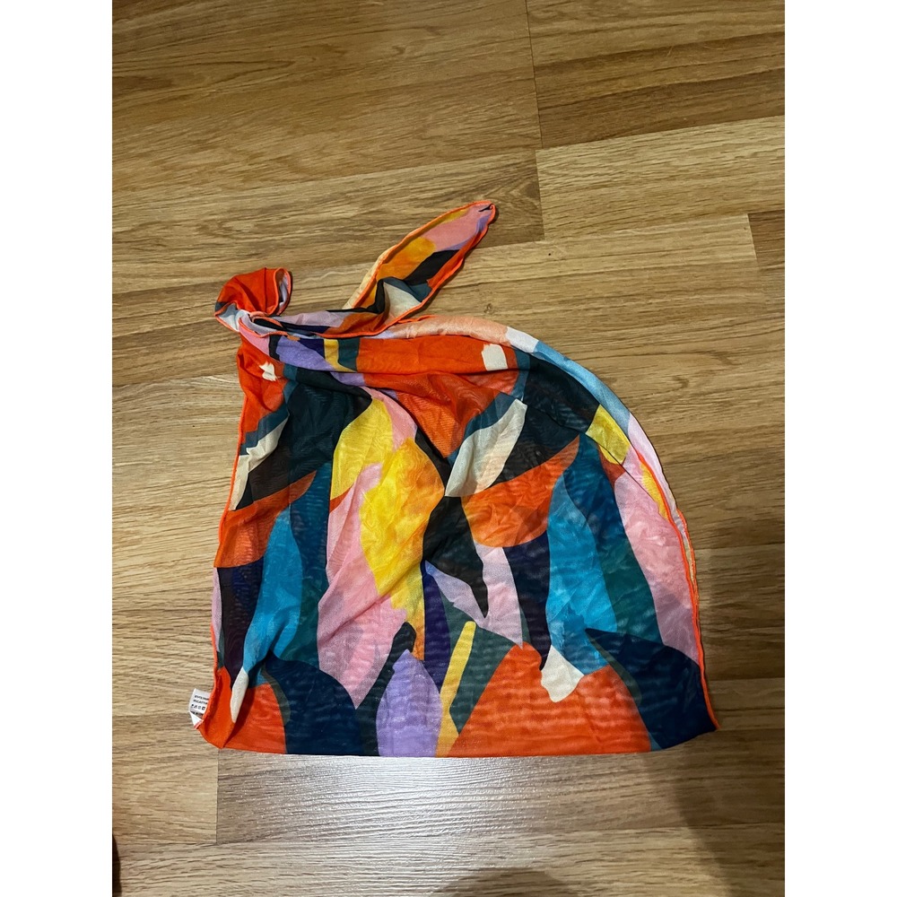NEW Abstract Tropical Sunset Piece Bikini Set Skirt Medium Orange Green Yellow - Picture 9 of 14